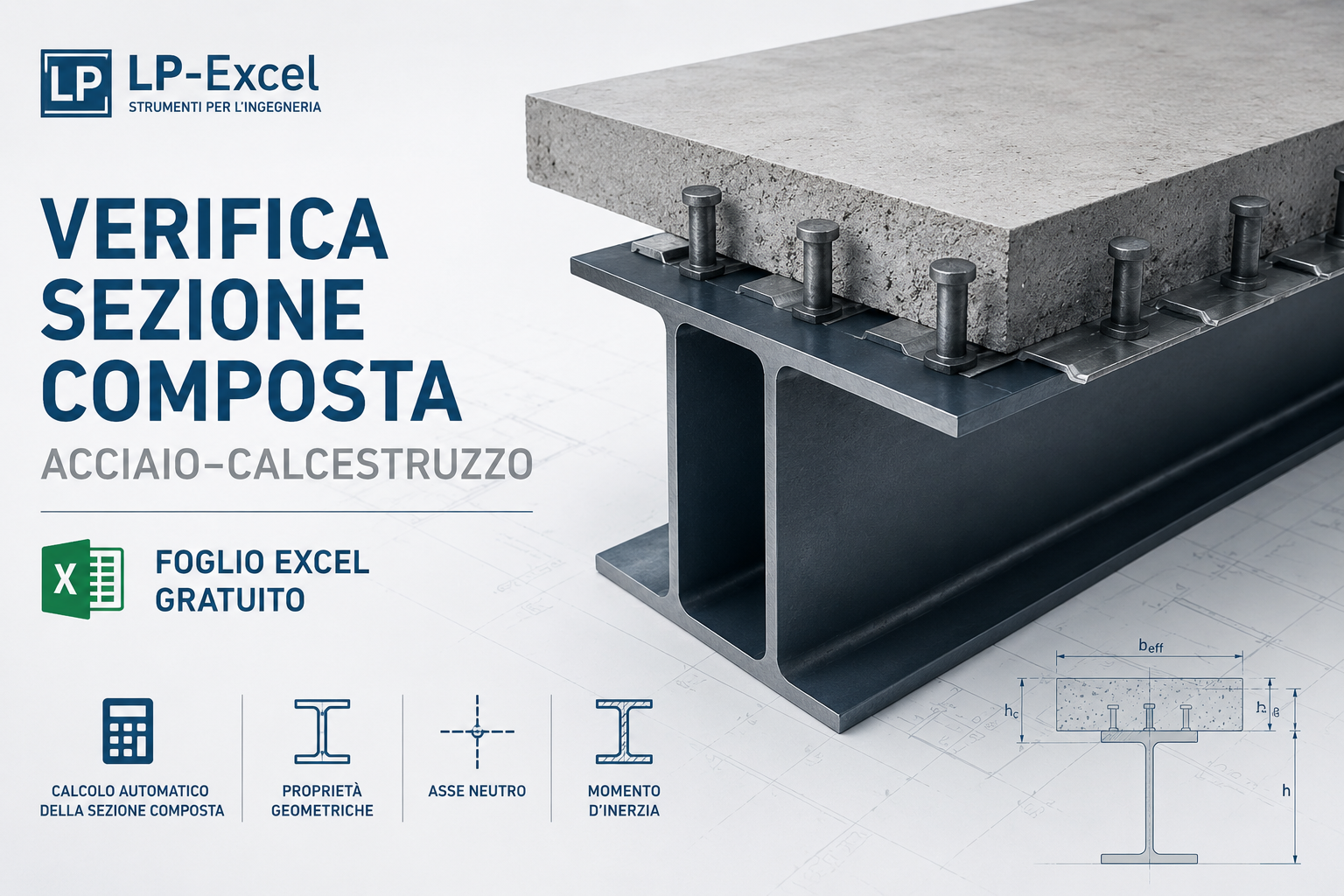 Sezione composta acciaio-calcestruzzo con foglio Excel gratuito