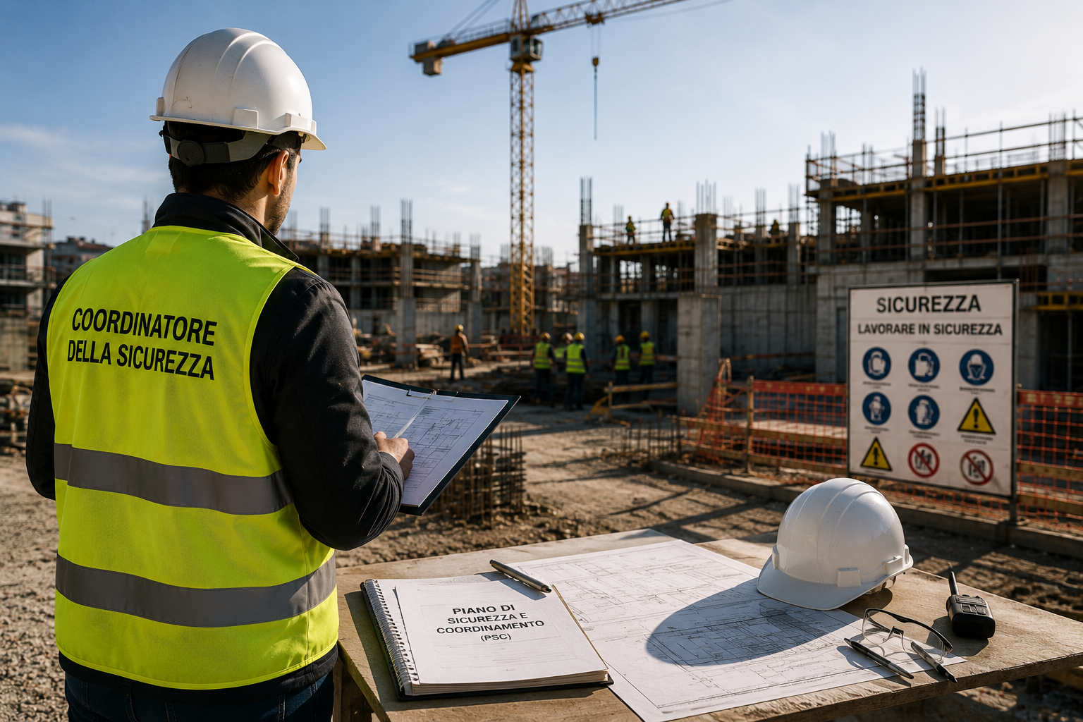 coordinamento-sicurezza-cantiere Coordinatore della sicurezza in cantiere durante la verifica delle condizioni operative e delle misure di prevenzione previste dal piano di sicurezza.