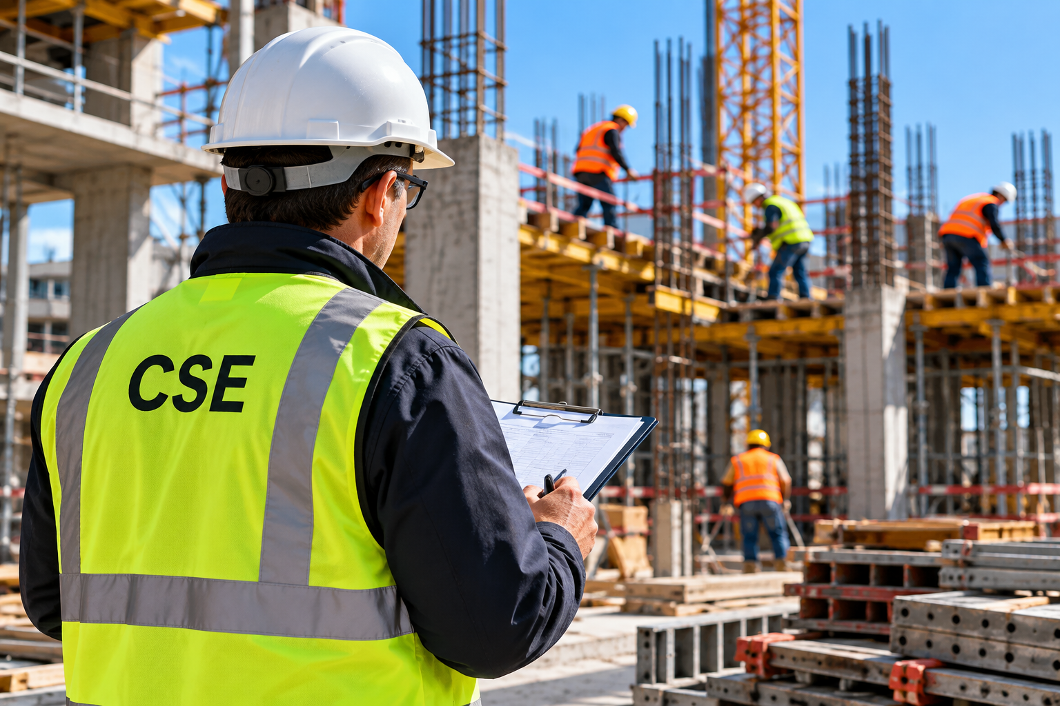 CSE durante il sopralluogo in cantiere Coordinatore per la Sicurezza in fase di Esecuzione durante un sopralluogo in cantiere