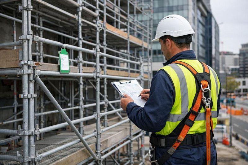 Sicurezza in cantiere: sopralluogo e controllo Coordinatore della sicurezza durante un sopralluogo in cantiere